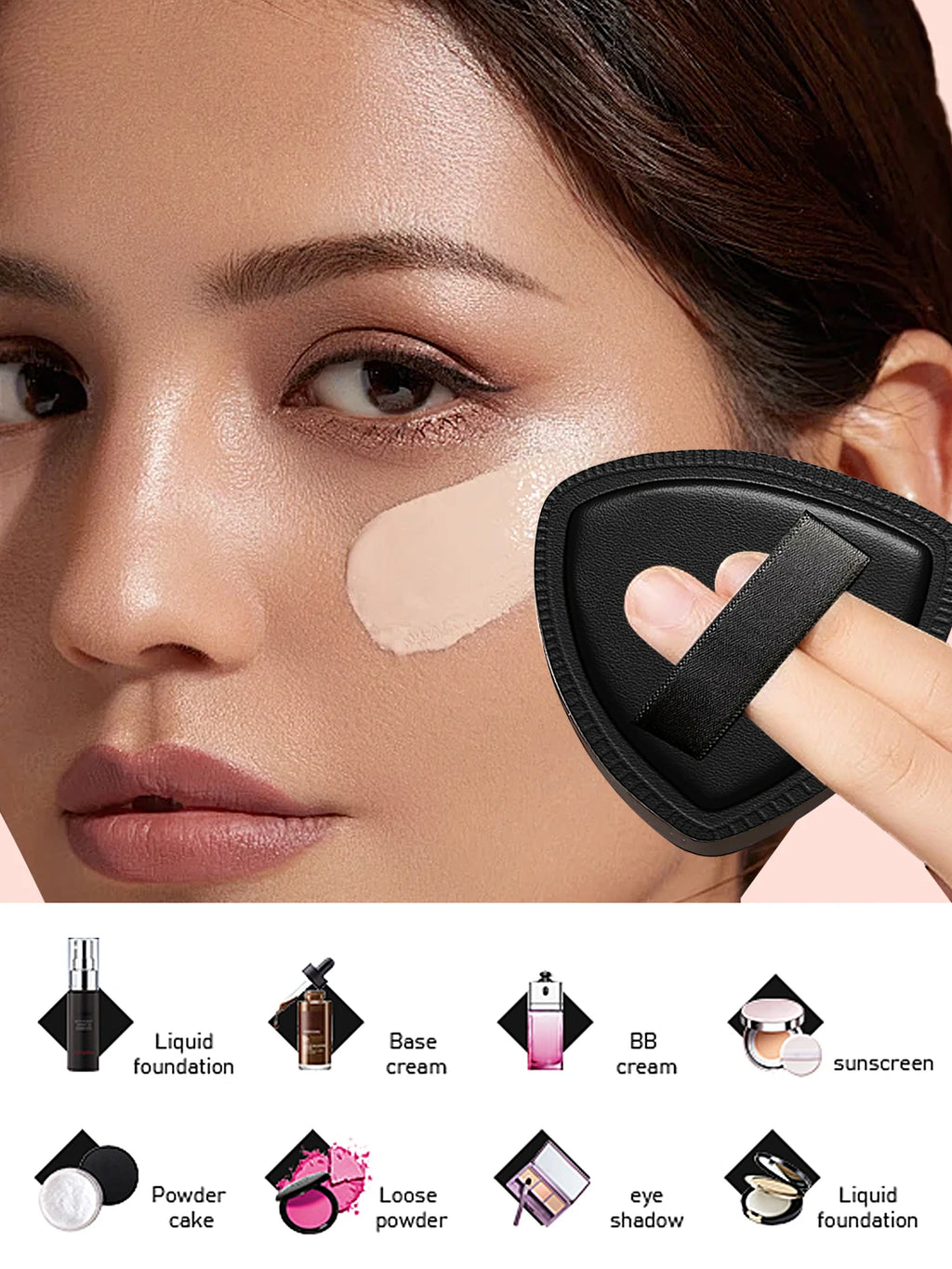 2PCS Marshmallow Powder Puffs Wet & Dry – Black & White Set Makeup Powder Puff Nixie