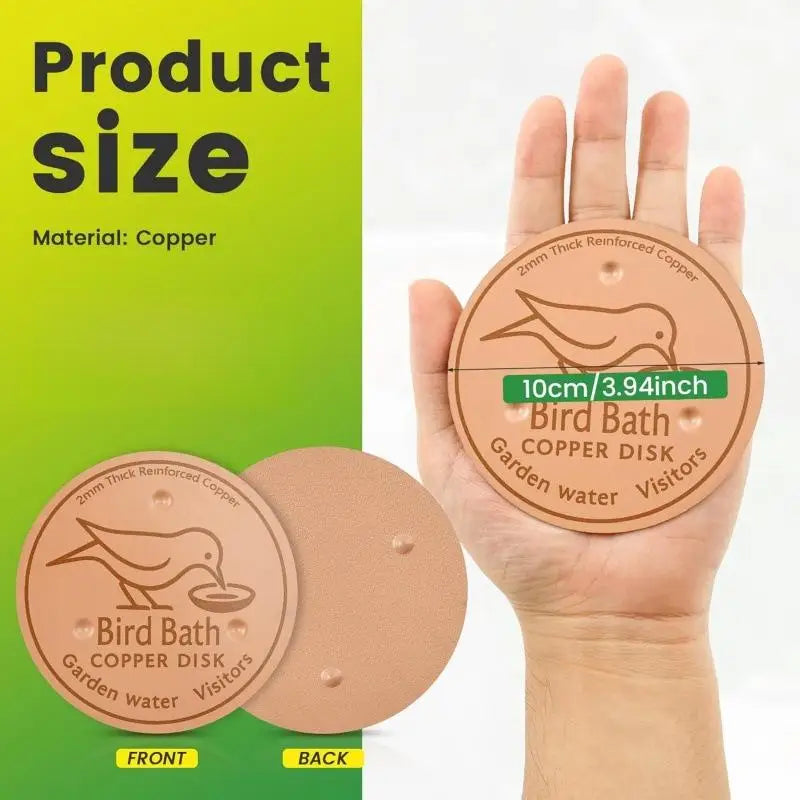 Copper Bird Bath Cleaner Disc – Natural Water Purifier & Decor Bird Bath Accessory Nixie