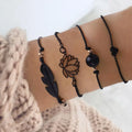 4pcs Women's Gothic Alloy Bracelet Set – Lotus, Leaf & Heart Fashion Bracelet Set Nixie Four-piece Suit