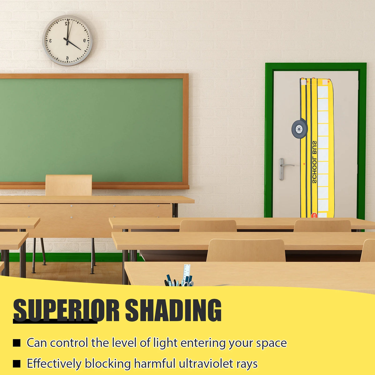 No-Drill Classroom Door Window Cover – Adhesive Curtain Shade Door Window Curtain Nixie