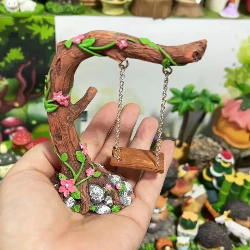 Miniature Fairy Garden Swing Resin Figurine – Micro Landscape Garden Figurine Nixie