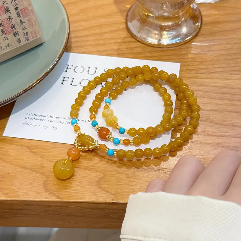 Retro Chinese Ethnic Jade Gourd Strand Bracelet | Unisex