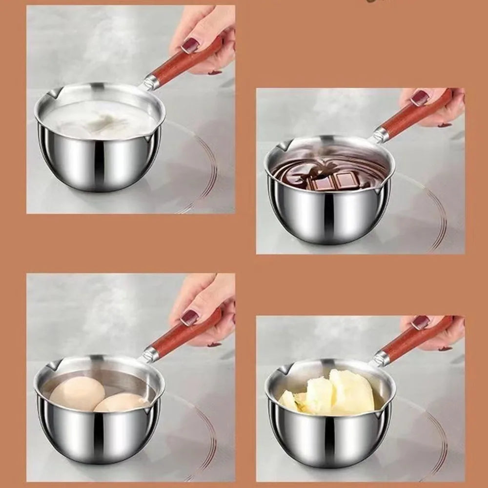 Nixie Mini Milk Warmer Pot 200ml – Stainless Steel Dual Spout Mini Sauce Pot Nixie