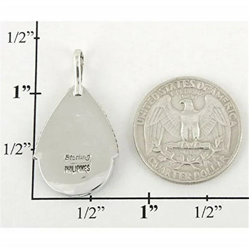 Vintage Antique Silver Turquoise Drop Pendant Necklace Pendant Necklace Nixie