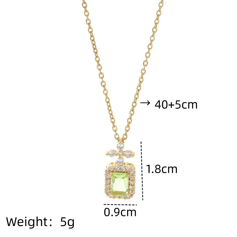 Blue Zircon Gold-Plated Copper Pendant Necklace for Women Pendant Necklace Nixie