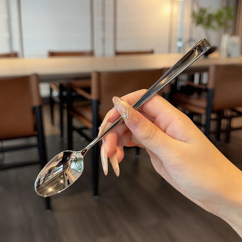 Stainless Steel Korean Long Handle Spoon – Durable Dinnerware