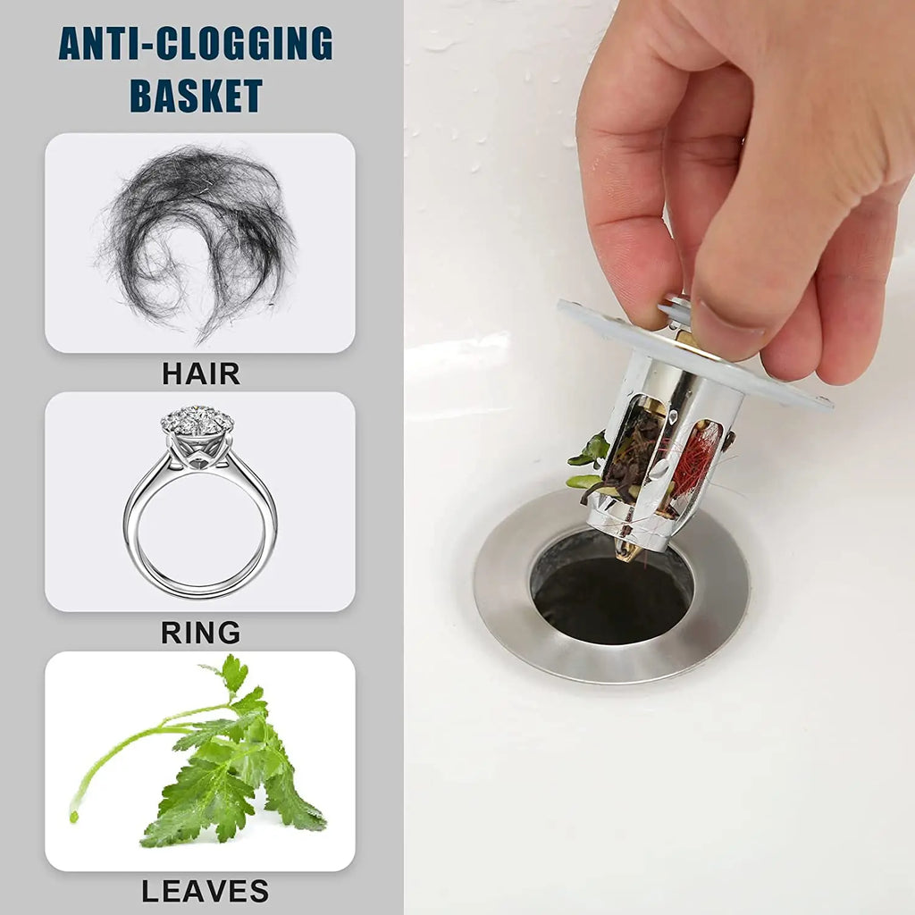 Universal Brass Pop-Up Drain Stopper & Hair Catcher Sink Drain Stopper Strainer Nixie