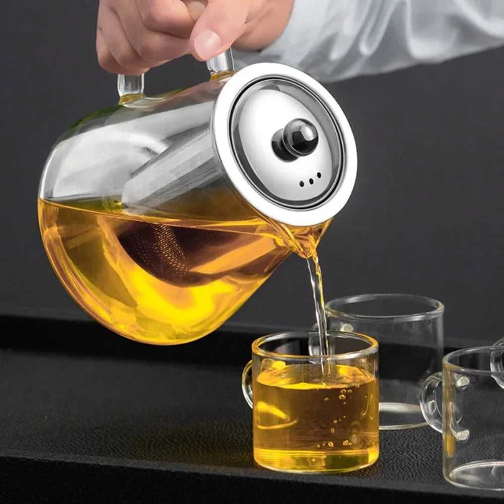 Glass Teapot with Stainless Steel Infuser – Loose Leaf & Blooming Glass Teapot Nixie
