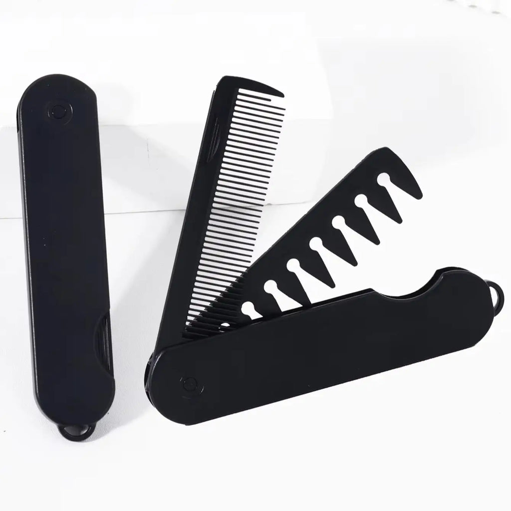 2-in-1 Folding Hair & Beard Comb – Dual Tooth Travel Styling Folding Grooming Comb Nixie