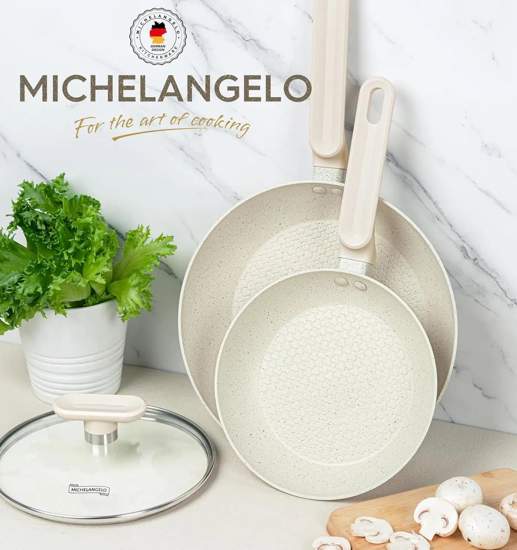 MICHELANGELO 30cm Granite Non-Stick Frying Pan with Lid Non-Stick Frying Pan Nixie
