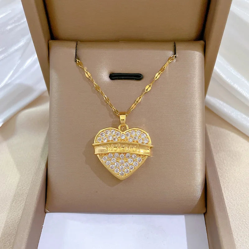 Women's Gold Heart Pendant Necklace – Stainless Steel Choker Pendant Necklace Nixie