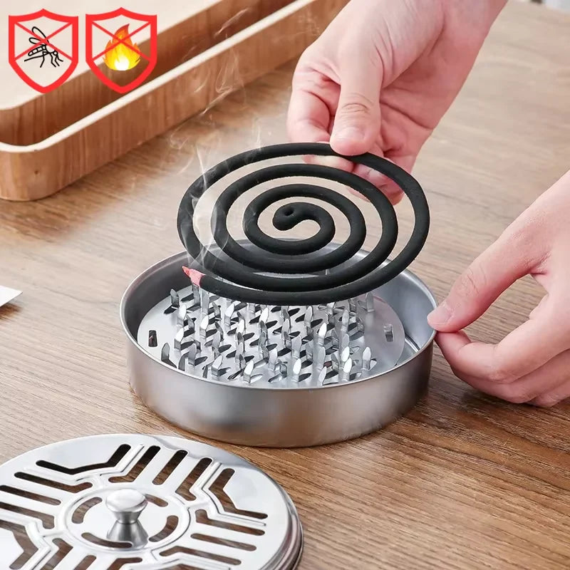 Stainless Steel Mosquito Coil Holder Tray with Cover Mosquito Coil Holder Nixie