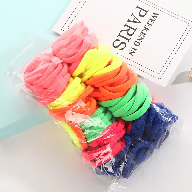 100-Pack Seamless Elastic Hair Ties – Multi-Color Hair Rings Elastic Hair Ties Nixie Spring color