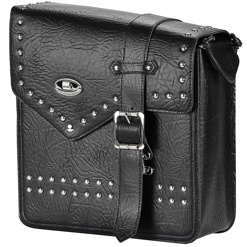 KEMITOUR 12L Motorcycle Swingarm Bag Waterproof PU Leather Side Bag Motorcycle Swingarm Bag Nixie Black