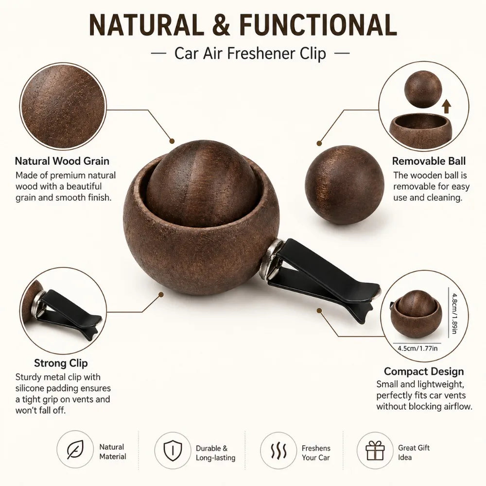 Mini Wooden Scent Diffuser – Car, Home & Office Aroma Holder