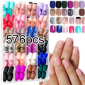 576pcs Press On Fake Nails Mixed Shapes Colorful Full Cover Tips Press On Nail Tips Nixie 576PCS-TD315