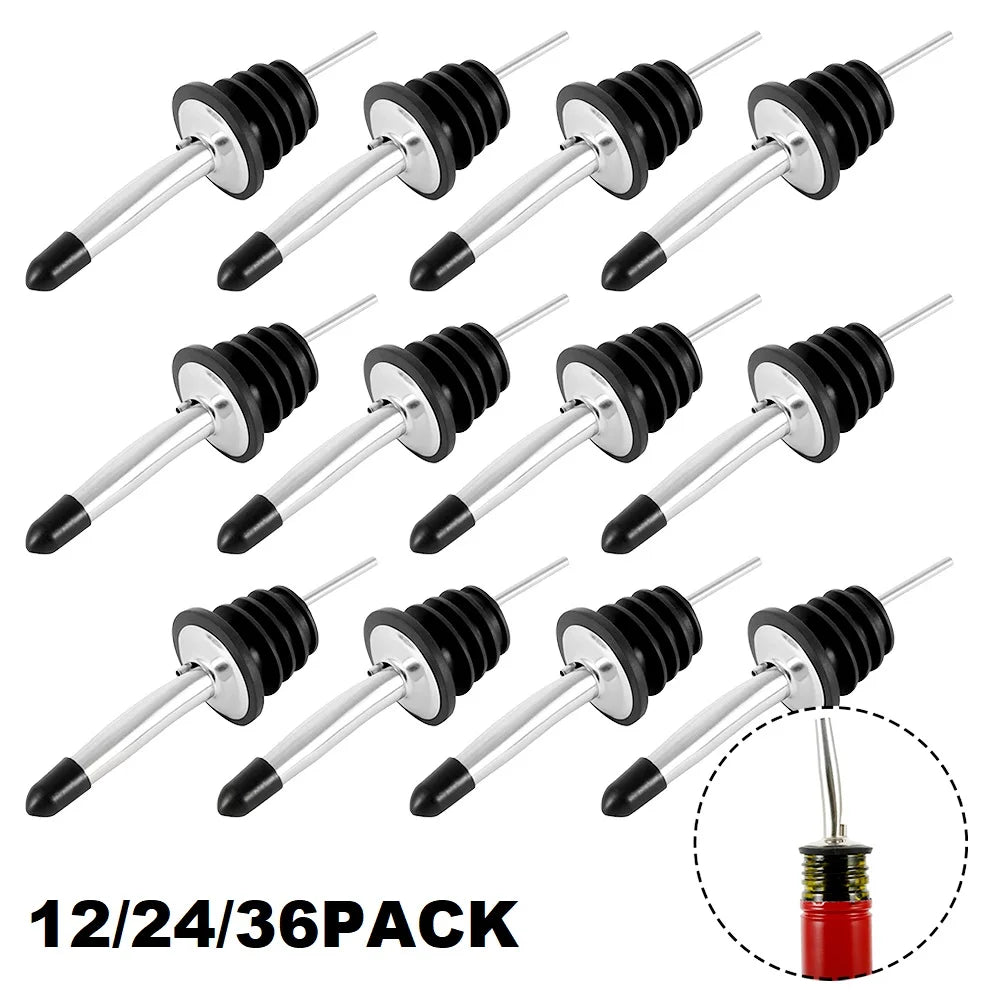 12-Pack Stainless Steel Bottle Pourers with Caps | Bar Spouts Bar Bottle Pourers Nixie