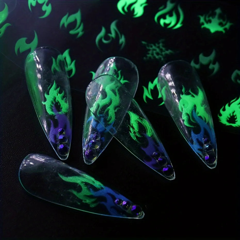 10 Rolls Neon Flame Nail Foil Transfer Stickers – Halloween Manicure Nail Foil Stickers Nixie