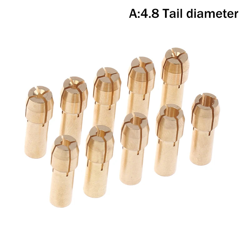 10Pc Brass Chuck Adapter Set 0.5–3.2mm | Dremel Rotary Tools Rotary Tool Adapter Nixie A