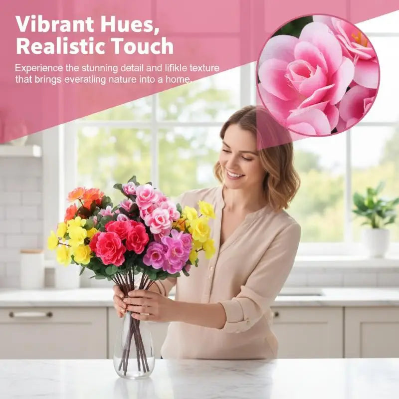 Artificial Azalea Bouquet Fake Silk Flowers – Home & Wedding