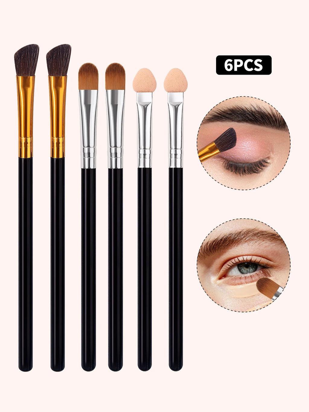 6-Piece Eyeshadow Brush Set – Soft Blending & Sponge Applicators Eyeshadow Brush Set Nixie