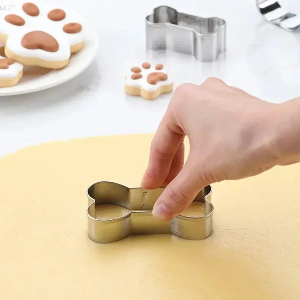 4-Piece Dog Bone & Paw Cookie Cutter Set – Stainless Steel Cookie Cutter Set Nixie