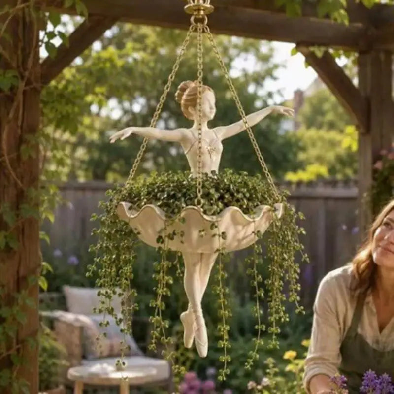 Ballet Dancer Resin Hanging Planter | UV Resistant Wall Flower Pot Hanging Planter Nixie