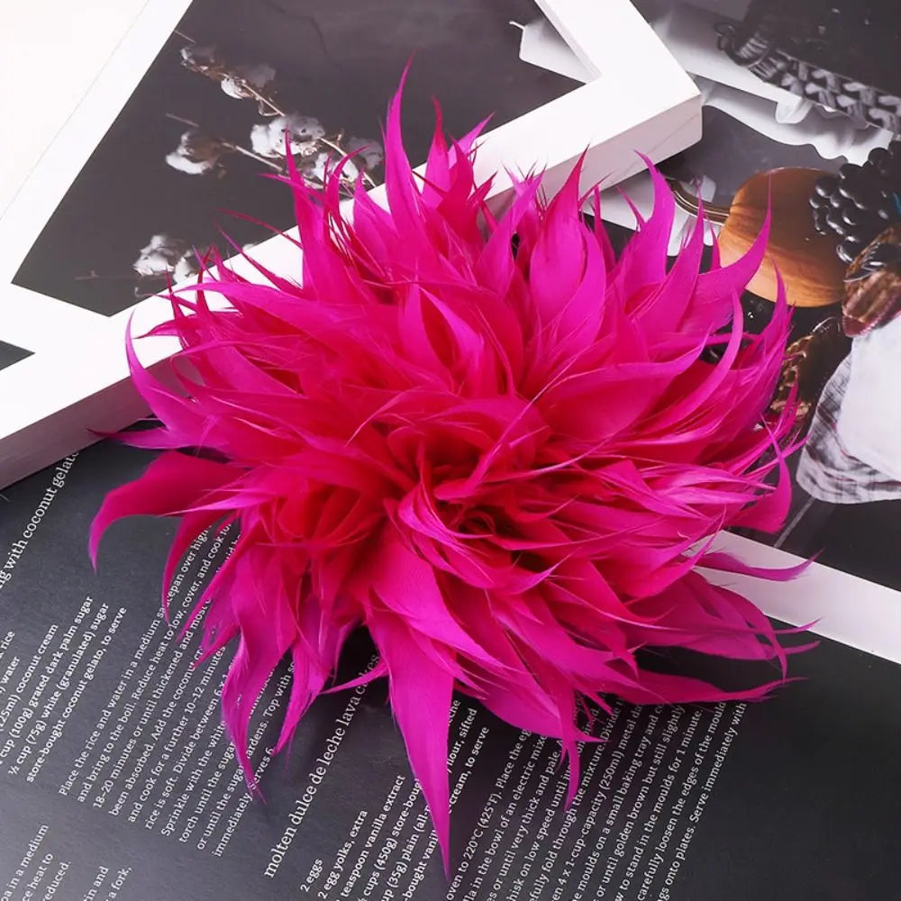 Large Feather Flower Brooch – Handmade Lapel Pin & Hair Accessory Feather Flower Brooch Nixie