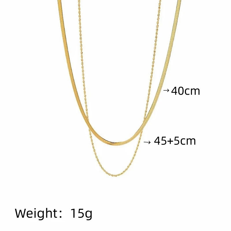 Layered Choker Necklace Women – Gold Stainless Steel Chain Choker Necklace Nixie
