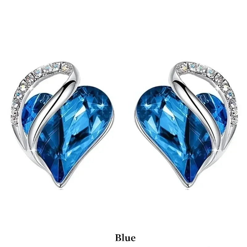 Blue Crystal Heart Stud Earrings | Women's Fashion Jewelry Fashion Stud Earrings Nixie