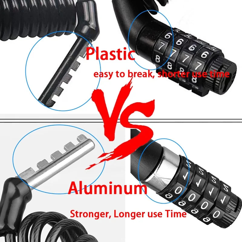 Portable Bicycle Combination Cable Lock – Bike & Helmet Lock Bicycle Cable Lock Nixie