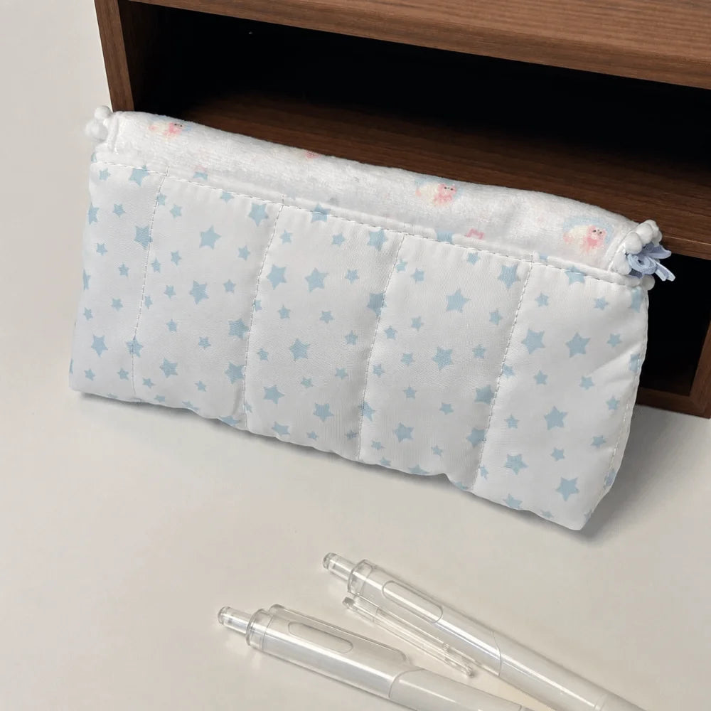Kawaii Quilted Bunny Pencil Case – Large Flip-Top Pouch Pencil Case Nixie