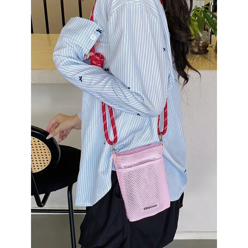 Women's Mesh Mini Crossbody Bag | Summer Hollow Bucket Bag Crossbody Shoulder Bag Nixie