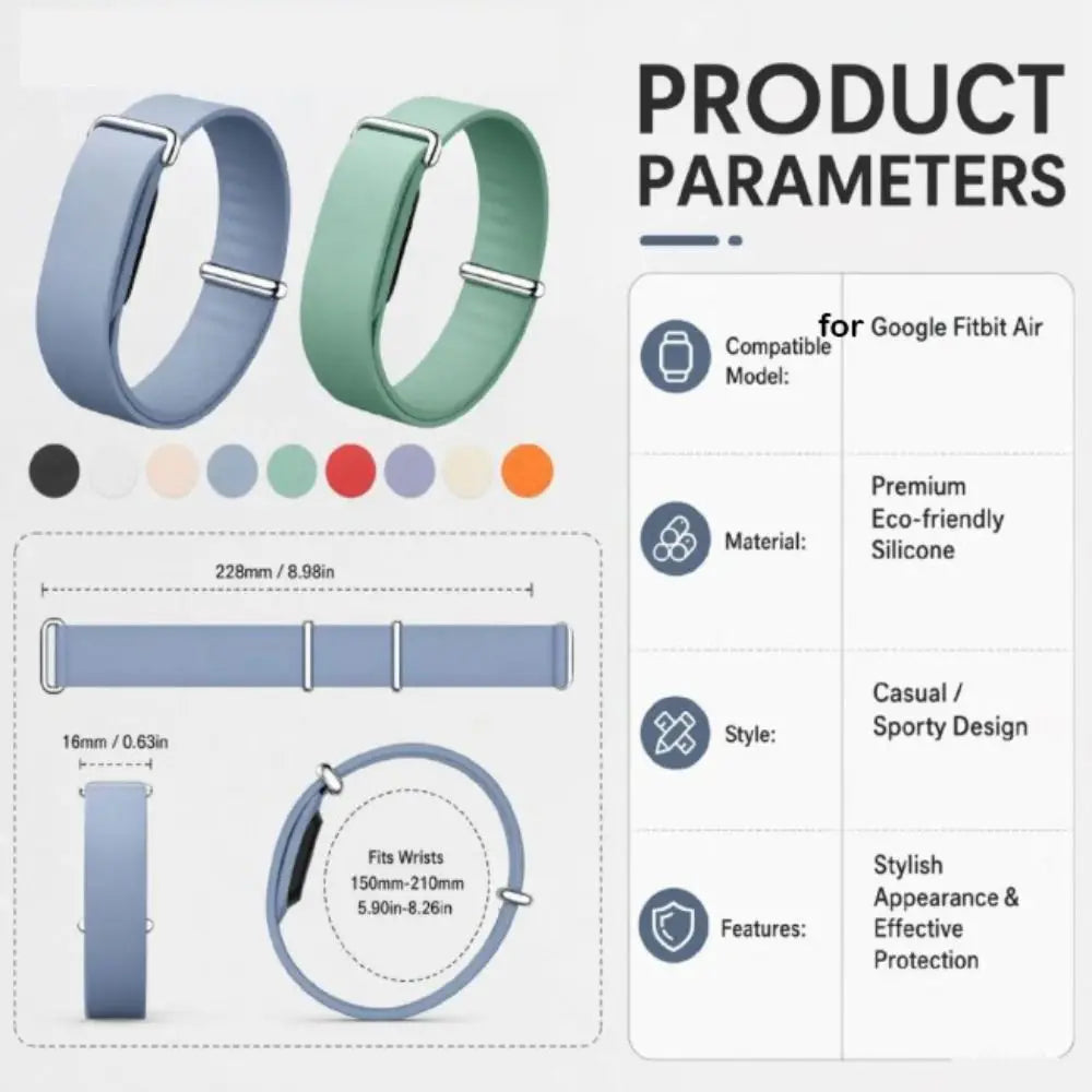 Silicone Sport Loop Band for Google Fitbit Air – Replacement Strap Smartwatch Replacement Band Nixie