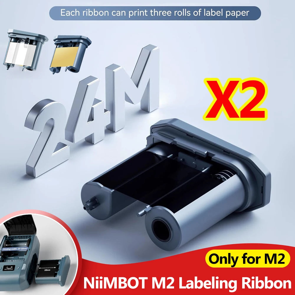 Niimbot M2 Carbon Ribbon 2-Pack | Black Red Gold Blue White Printer Ribbon Nixie