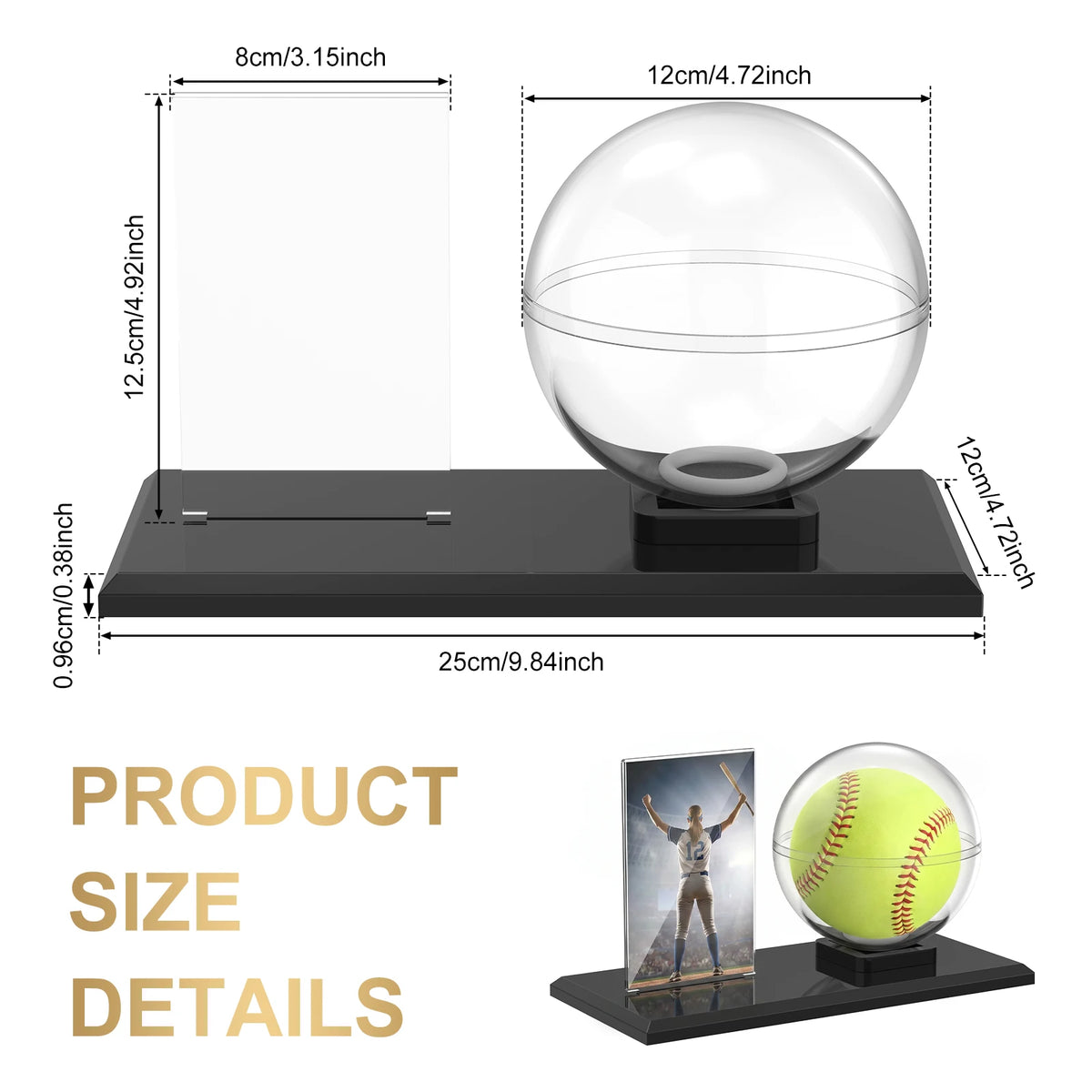 Clear Acrylic Softball Display Case with Custom Label Slot Sports Display Case Nixie