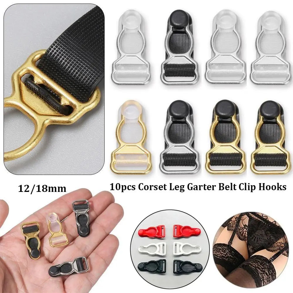 10pcs Garter Belt Clips Suspender Hooks 10/12/18mm – 3 Colors Garter Belt Clips Nixie