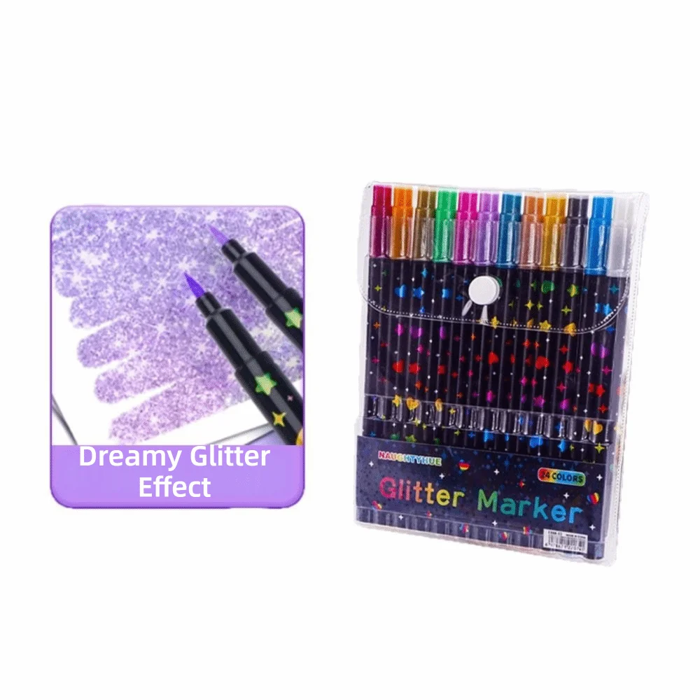 Double-Ended Glitter Pens 24–96 Colors Watercolor Marker Set