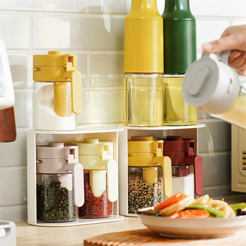 2-in-1 Glass Spice Jar with Built-In Spoon | Moisture-Proof Glass Spice Jar Nixie