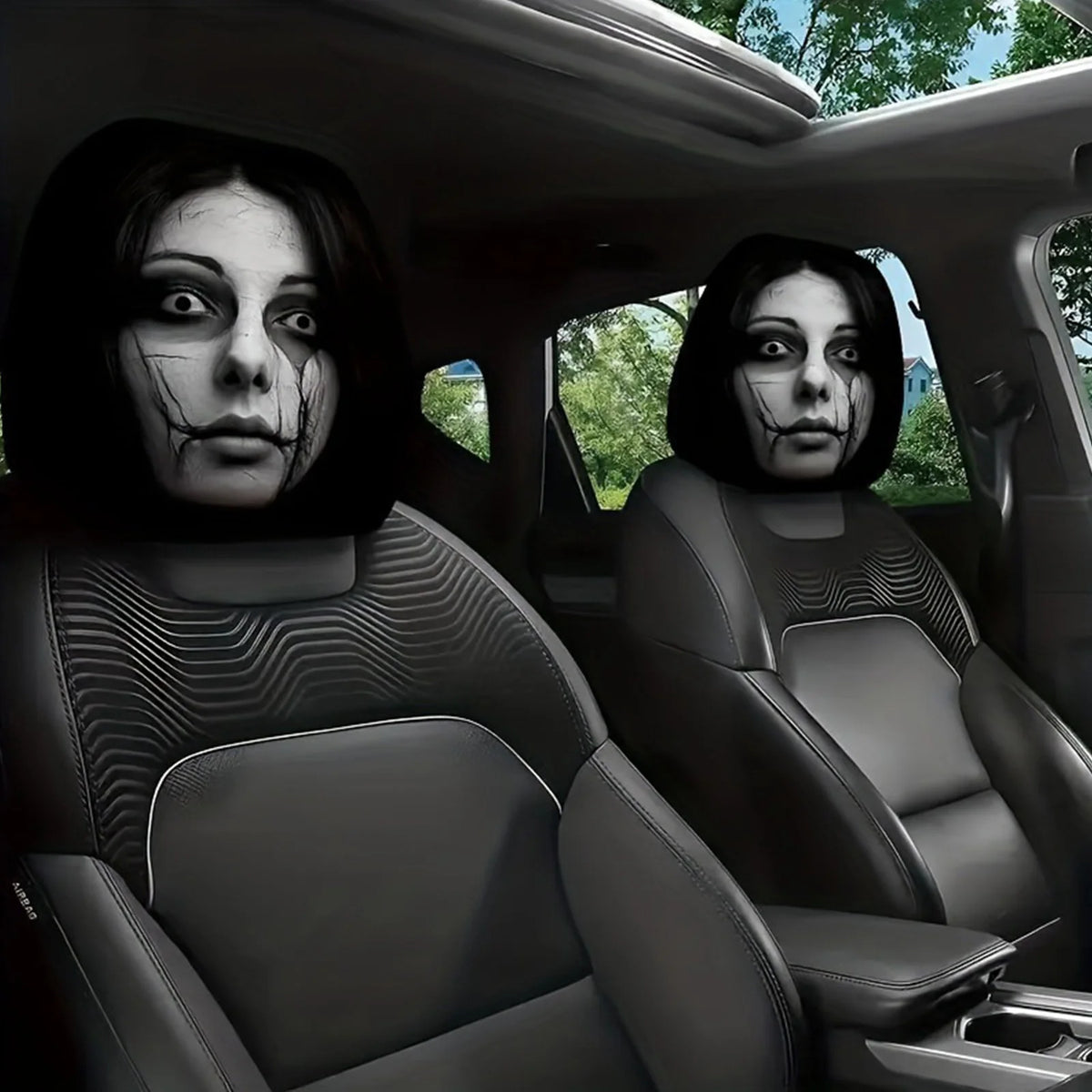 4-Pack Ghost Face Car Headrest Covers – Halloween Car Décor Car Headrest Covers Nixie