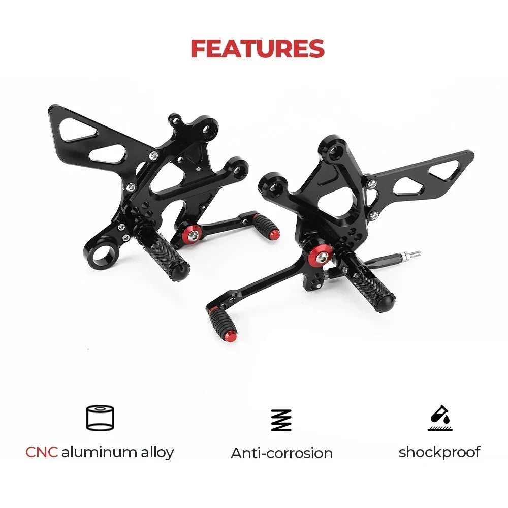 CNC Adjustable Rearset Footrests for Suzuki GSX-S1000 & Katana Motorcycle Rearset Footrests Nixie black