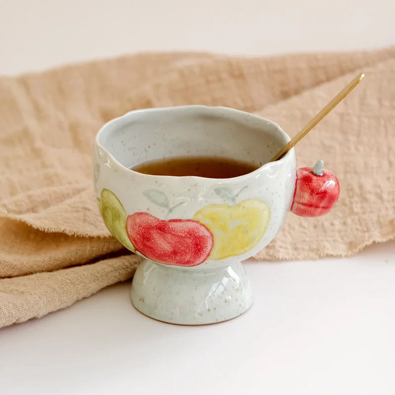 Hand Painted Apple Ceramic Coffee Mug – Cute Couple Gift Ceramic Coffee Mug Nixie