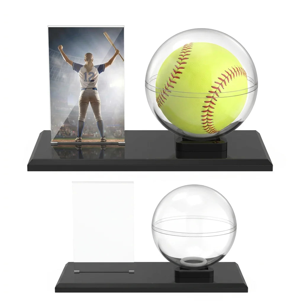 Clear Acrylic Softball Display Case with Custom Label Slot Sports Display Case Nixie