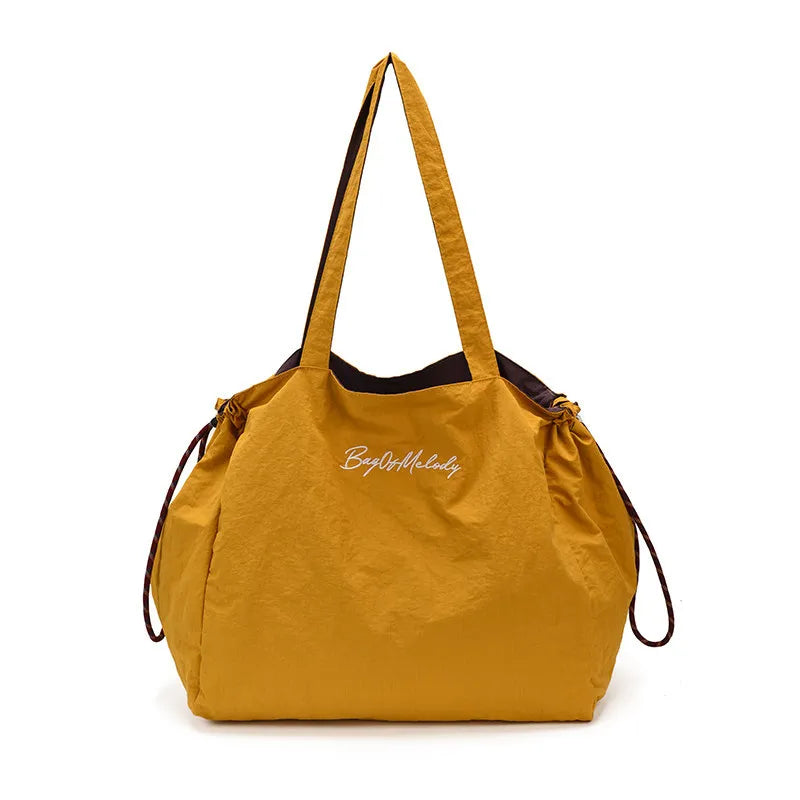 Women's Reversible Canvas Drawstring Shoulder Tote Bag Canvas Shoulder Tote Nixie