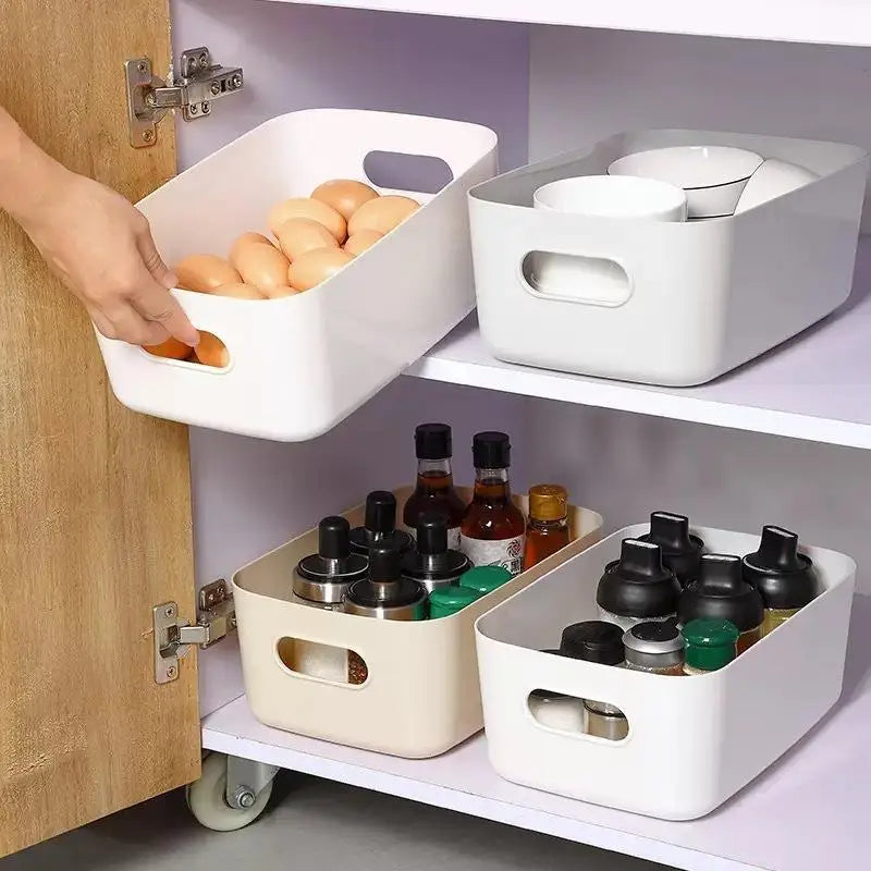 Stackable Plastic Storage Bins with Carry Handles | Organizer