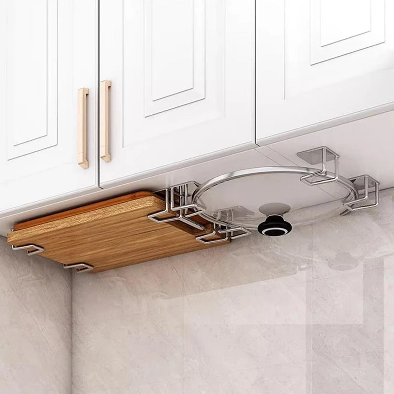 4PCS Wall Mounted Kitchen Rack – Pot Lids & Cutting Boards Kitchen Storage Rack Nixie