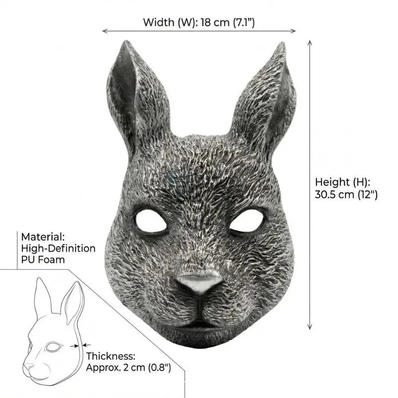 PU Foam Full Face Rabbit Mask – Gothic Halloween Party Mask