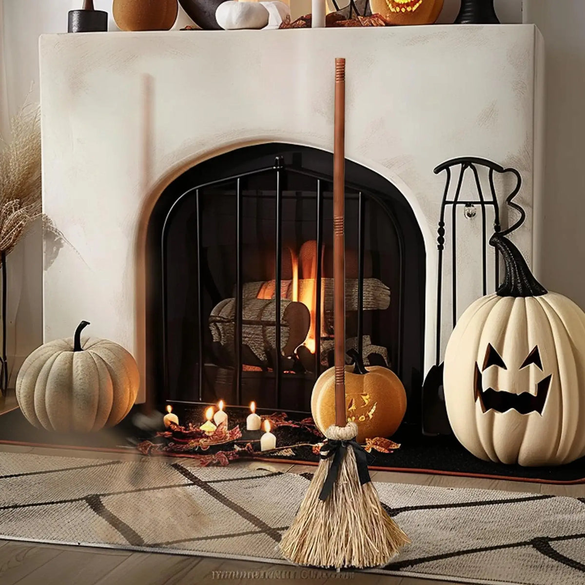 Electric Rotating Halloween Witch Broom Motion Sensor Decoration