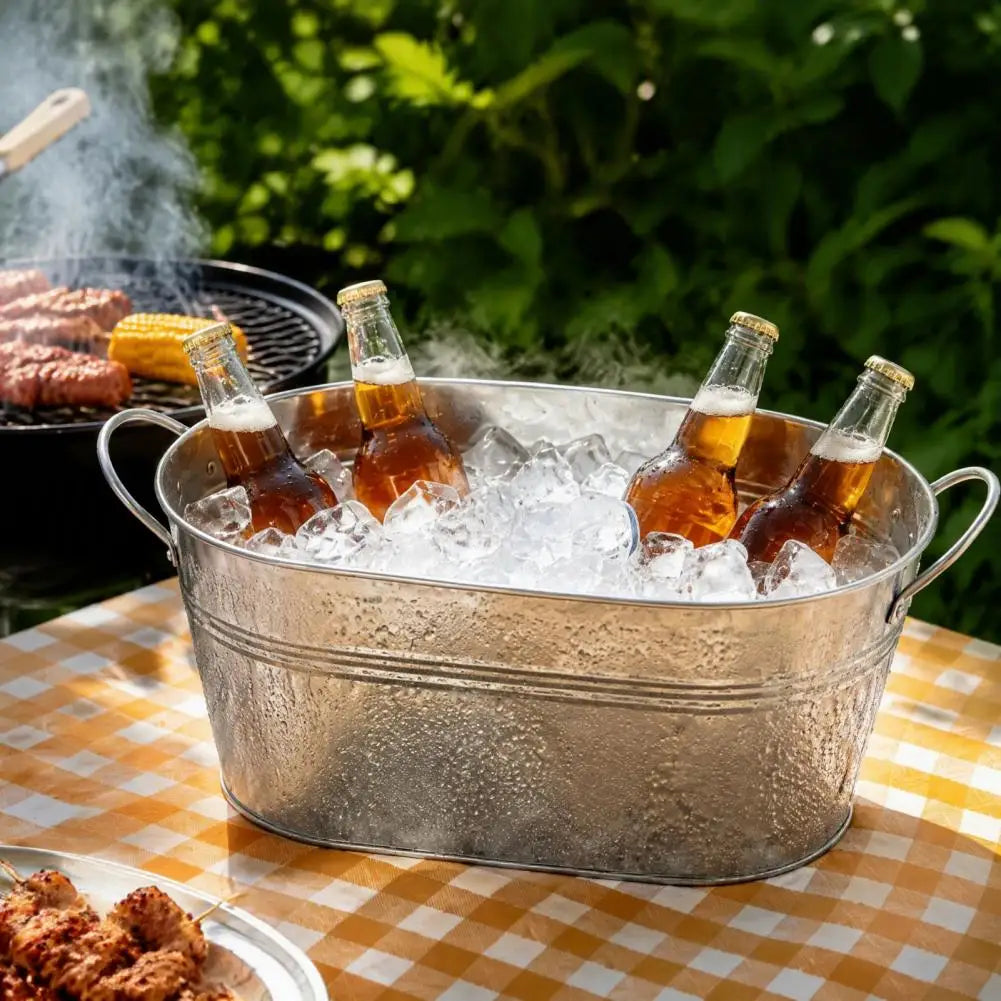 Galvanized Steel Ice Bucket Beverage Tub with Dual Handles Ice Bucket Tub Nixie