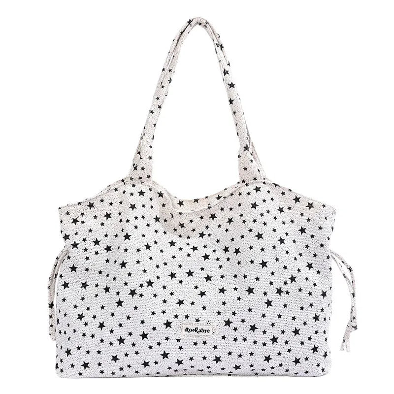 Korean Star-Pattern Nylon Tote Bag – Large Shoulder Bag Canvas Tote Bag Nixie